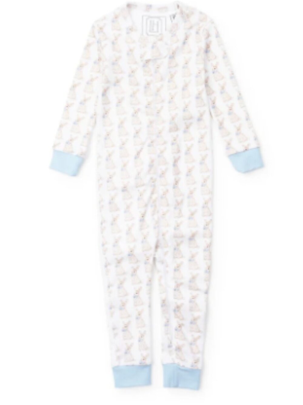 Lila & Hayes - Parker Pima Cotton Zipper Pajamas - Easter Bunny Blue